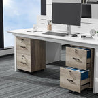 VINGLI 2 Drawer File Cabinet with Lock, Wood Rustic Gray Filing Cabinet for Letter Size File Folders with Tabs, Under Desk Rolling File Cabinets for Home Office, Mobile File Organization Printer Stand