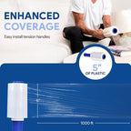International Plastics Co. 5" Plastic Stretch Film Wrap with Rotating Handle 1000 feet 500% Stretch Ability