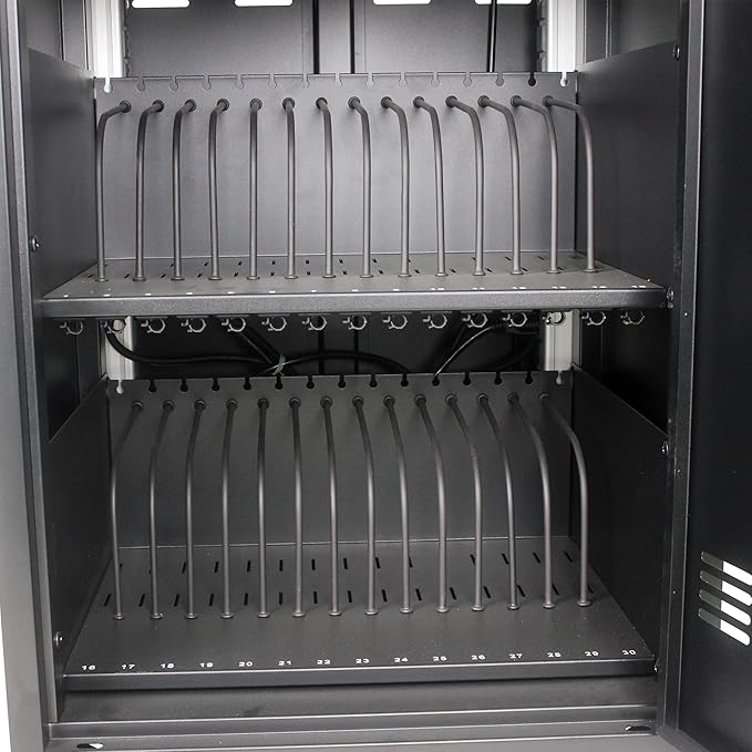 Laptop and Tablet Charging Cart, 35 Unit Device Mobile Charging Station for Chromebook, Tablet, Laptop, with Charging Port Screen Size Up to 16.3", Suitable for Office, Classroom, etc (Black)