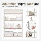 HOMEDANT House 48.1" W 5 Tier Heavy Duty Garage Shelving Adjustable Metal Rack Storage Shelves Standing Shelf Unit Organizers Industrial Warehouse Basement White 1Pack