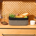 Small Storage Baskets for Organizing | Closet Organizer Bins | Shelf Toy Basket | Woven Rope Baskets | Cube Decorative Box | Shallow Basket | 13x8.5x5.1” | 4 Packs Black Brown