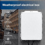 Outdoor Electrical Junction Box, ABS Water Resistant Enclosure with Internal Mounting Panel & Hinged Cover (16.5" H x 12.6" L x 6.1" W)