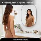 36x24 Mirror Runway Oval Wall Mounted Aluminum Alloy Metal Frame Rectangle Mirrors for Entryway Bedroom Bathroom Living Room 36 24 inch Silver