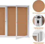 Enclosed Bulletin Board,Outdoor Bulletin Board,43.3 * 31.5’’ Lockable Cork Noticeboard with Aluminum Frame,Weatherproof Display Cases for School, Office,Commercial