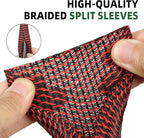Split Wire Loom Tubing, Cable Protector Sleeve, Braided Cable Management for TV/Computer/Home Theater/Engine Bay, Cord Protectors from Pets No Chew (Red and Black, 1"-10ft)