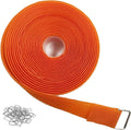 1"x16ft Hook and Loop Straps with 25 Metal Buckles, Adjustable Fastening Cable Straps, Cut-to-Length Cinch Strap, Reusable Nylon Securing Cord Ties for Organizer or Storage, 1 inch Wide,Orange