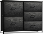Sorbus Dresser with 5 Faux Wood Drawers - Storage Unit Organizer Chest for Clothes - Bedroom, Hallway, Living Room, Closet, & Dorm Furniture - Steel Frame, Wood Top, & Easy Pull Fabric Bins