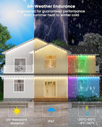 Gefolly Permanent Outdoor Lights Pro, 200ft with 120 RGBW Double-LED Light 111 Scene Modes for Daily, Halloween, Christmas, IP67 Waterproof for Outdoor Decor, Works with Alexa, Google Assistant, White