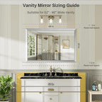 48x32 Inch Brushed Nickel Bathroom Mirror for Wall, Thick Metal Framed Rectangle Mirrors for Over Sink, Bedroom, Living Room, Entryway, Anti-Rust, HD Tempered Glass