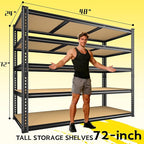48" W Garage Shelving Heavy Duty 3200LBS Garage Storage Shelving, 5 Tier Adjustable Metal Shelving Unit Utility Rack Shelf for Warehouse, Pantry, Closet, Kitchen 72" H x 48" W x 24" D, Black,2PCS