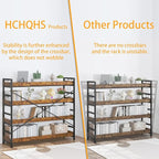 HCHQHS 4 Tier Bookshelf, Adjustable Industrial Bookcase, Vertical Tall Book Shelf, Wood and Black Metal Open Bookshelves for Home Office, Living Room, Bedroom