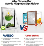 Acrylic Sign Holder 8.5" x 11" Wall Mount, Self Adhesive Magnetic Display Frame with Nano Tape, Plastic Clear Document Frame for Office, Store, School, Home, Wall Picture Frame (Silver, 5Pack)