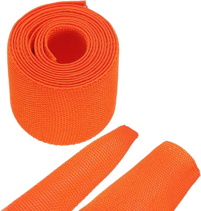 MECCANIXITY Braided Cable Sleeves Heat Shrinkable Fabric Sleeving, 1 1/4" 3ft Orange 2:1 Ratio Heat Shrinkable Cord Protector for Harness Cable, Network Cable Protection, Cable Management