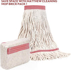 MATTHEW CLEANING Heavy Duty Mop Head Commercial Replacement for General and Floor Cleaning, Wet Industrial Blue Cotton Looped End String Head Refill (Pack of 3) White