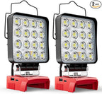 LIVOWALNY LED Work Light Compatible with Milwaukee 18V Battery, 2PCS 70W Portable Flood Light with USB Type-C Charger Port, Cordless Tools Flashlight for Construction Car Repairing Emergency, 7000 LM