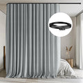 Room Divider Curtains with Flexible Ceiling Tracks Set,Blackout Curtain Ceiling Mount Curtain Track Privacy Room Dividers Ceiling Track Curtain Rod(Grey Drape & Black Rail W 10 × H 9 FT)