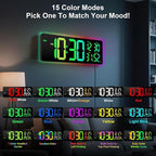 Large Digital Wall Mount Clock 17.3", 15 Color Modes Jumbo Numbers, 8 Color Modes Atmosphere Lights, Led Large Display Auto-Dimming/DST, for Classroom Living Room Garage Gym, Gift for Senior Mom Dad