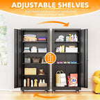 INTERGREAT Metal Storage Cabinet with Wheels, 72" Garage Storage Cabinets with Door and 4 Shelves, Tool Storage Locker on Caster for Home, Office, Black