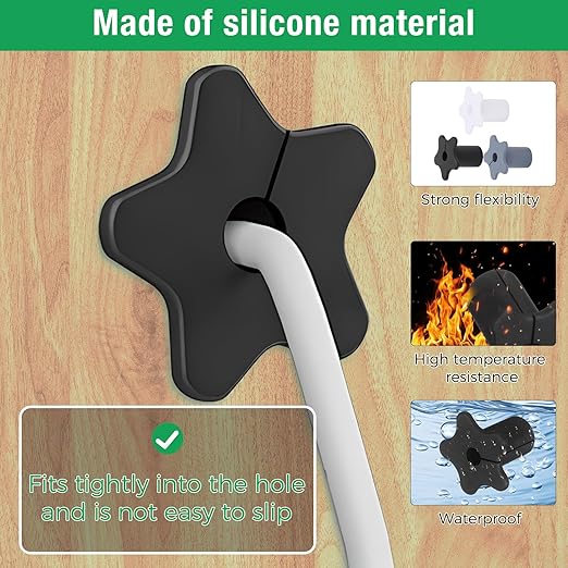 2pc Starlink Cable Grommet 5/8" Silicone Waterproof Wall Hole Pass Through Split Cable Bushings for TV Wire Ethernet Cord, Starlink Cable Routing Kit Accessories, 27.6mm/1.09" Ht, Black