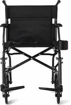 Medline Ultra Lightweight Transport Wheelchair for Adults, Foldable, 19-Inch Seat Width, Black Frame, Black Upholstery