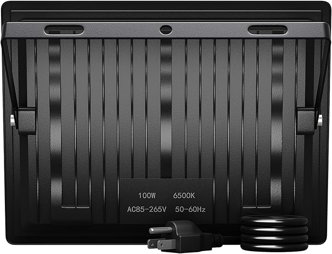 XXBSAZ 2 Pack 100W LED Flood Lights Outdoor, 12500LM Plug-in Hardwire Work Light IP66 Waterproof - 6500K Daylight Bright for Yard, Garage, Stadium