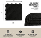 Playsafer Herringbone Rubber Interlocking Tiles | 16 X 16 | Easy Install for Indoor and Outdoor Use (Black, 4 Tiles)