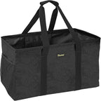 BALEINE Extra Large Utility Tote Bag with Wire Frame for Storage (Black, 22''x12''x10'')