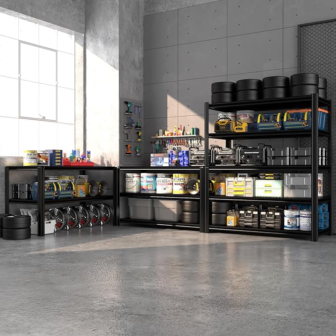 5-Tier 55" W x 24" D x 84" H Garage Shelving 3500LBS Storage Shelves Heavy Duty Metal Shelf Unit Adjustable Basement Industrial Storage Racks (84 * 55 * 24)