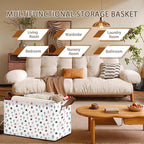 Foldable Collapsible Storage Bin with Pine Tree Design-17x11.5x10.5 Inch Organizer Basket for Home, Closet, Nursery-Single Pack, No Lid Space-Saving Storage Box