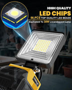 LIVOWALNY 30W LED Work Lights Compatible with Dewalt Battery, 2PCS 3000LM Flashlight with USB A & USB C Output Port Low Voltage Protection, Cordless Portable Floodlight for Camping, Emergency, Outdoor