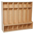 Wood Designs 6 Section Seat Locker – Wooden Preschool Cubby and Coat Storage Unit with Bench