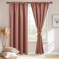JIUZHEN Blackout Curtains for Bedroom– Thermal Insulated,Noise Reducing Room Darkening Privacy Drapes for Living Room, Set of 2 Panels with Tiebacks, 42 x 84 inch Long, Dusty Rose