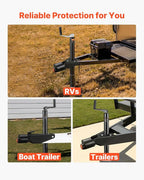 VEVOR Trailer Lock, Fits 2 & 2-5/16-Inch Straight Tongue Ball Couplers, Heavy Duty Hitch Lock with 3 Keys Secures Security Chains, Anti-Theft RV Trailer Tongue Locks for RV, Trailer, Boat