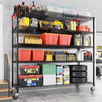 PrimeZone 5 Tier 80.7"H x 55.5"W x 24"D Wire Shelving with Wheels 3000lbs NSF Certified Storage Shelves Heavy Duty Metal Shelf Adjustable Rolling Rack Commercial Garage Restaurant Warehouse Kitchen