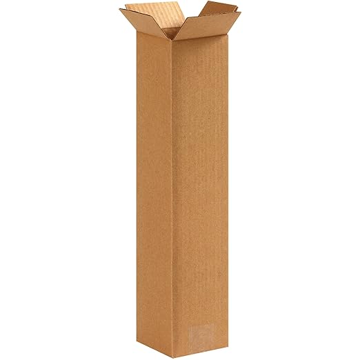 BOX USA Shipping Boxes 4"L x 4"W x 18"H, 25-Pack Tall Corrugated Boxes for Shipping, Packaging, Moving, Storage Box for Home or Business, Strong Wholesale Bulk Boxes