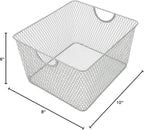 YBM Home Mesh Wire Storage Basket for Shelves, Pantry Organization, and Kitchen - Multipurpose Steel Wire Basket Holder Bin for Organizing Office Supplies, Household Toiletries and Laundry Supplies