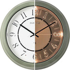 CLXEAST 14" LED Illuminated in/Outdoor Atomic Analog Wall Clock with Night Light,Coastal Beach Nautical Wall Clocks for Living Room Decor, Olive Sage Green Decor