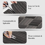 24 Tiles 20 X 20 Inch Carpet Tiles Floor, Carpet Squares for Living Room Bedroom Office, Stripe Dark Grey (64.5 Sq.Ft per Box)