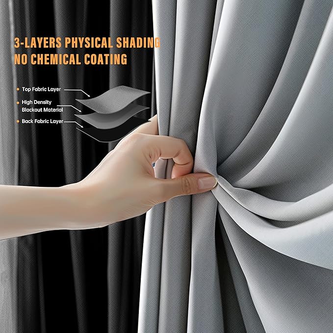 Room Divider Curtains with Flexible Ceiling Tracks Set,Blackout Curtain Ceiling Mount Curtain Track Privacy Room Dividers Ceiling Track Curtain Rod(Dark Grey Drape & Black rail W 15 × H 9 FT)