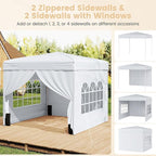 Tangkula 10x10 FT Pop Up Canopy, Outdoor Canopy Tent with 2 Removable Sidewalls & 2 Zippered Doors, Heavy-Duty Carbon Steel Frame, Wheeled Bag, 4 Sandbags, 8 Stakes, 4 Wind Ropes for Party Event