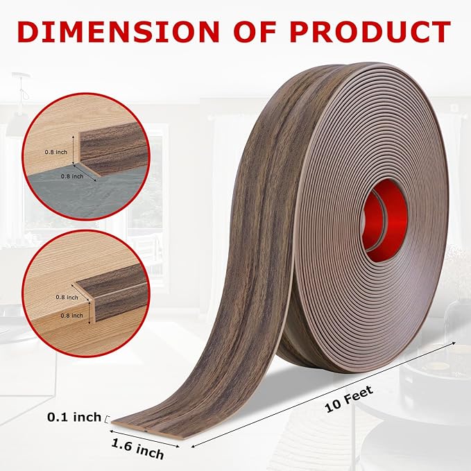Flexible Wall Corner Protector Moulding Trim Peel and Stick Wall Corner Guards Edge Protector Self Adhesive Molding Trim Strip for Edge Ceiling (Smoked Brown Wood Grain, 1.6 in x 10 Ft)
