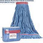 Matthew Cleaning 24oz Heavy Duty Mop Head Commercial Replacement for General and Floor Cleaning, Wet Industrial Blue Cotton Looped End String Head Refill (Pack of 3) Blue