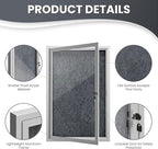 36"x24" Lockable Enclosed Bulletin Board, Outdoor Flet Weather-Resistant Aluminum Frame Notice Board, Wall Mounted Display Case Acrylic Doors for School,Office,Silver Frame w/Grey Flet