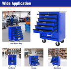 6 Drawers Tool Cart on Wheels with Stainless Steel Worktop, Heavy Duty Mobile Rolling Drawer Tool Chest with Locking Wheels & Lockable Drawers, Garage Tool Storage Cabinet (Blue, 6 Drawers)