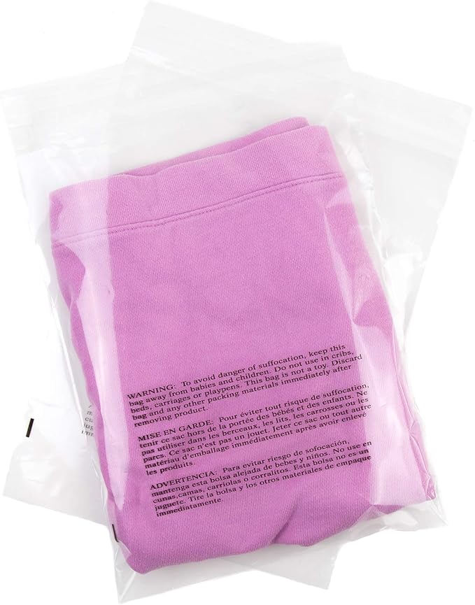 Poly Bags with Suffocation Warning 9x12" – Extra Strong Seal Clear Self-Sealing Packaging Bags – 200 Pack for Shipping and Retail – Retail Supply Co