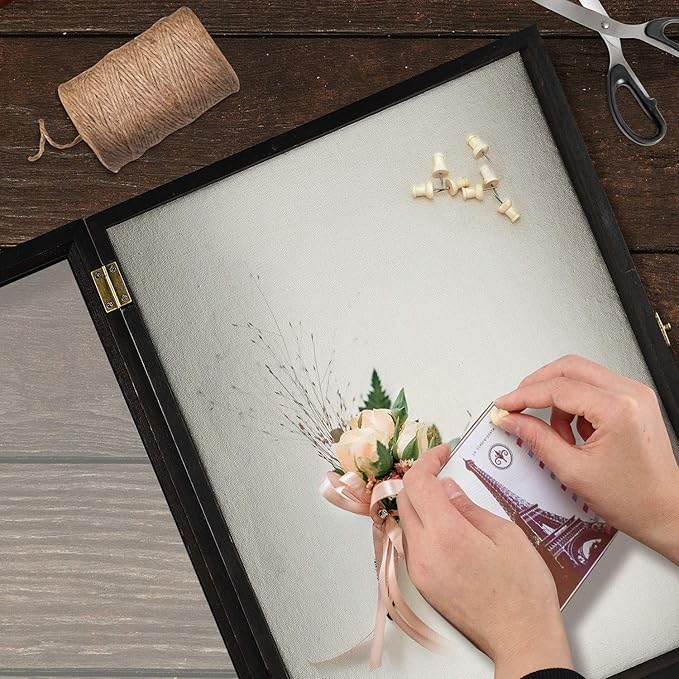 TJ.MOREE Flowers Shadow Box Display Case 13 x 16 Large Shadow Box Picture Frame with Glass Wedding Bouquet Memorabilia Medals Photos Memory Box