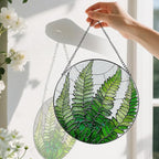 8-Inch Stained Glass Ornament, Stained Glass Window Hanging, Window Hanging Decor Suncatcher, Fern Plant Ornament | Christmas, Mother's Day, Birthday | Gifts for Mom, Grandma Gifts, Plant Lover Gift