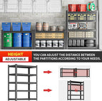 5 Tier Heavy Duty Metal Shelving Unit, Industrial Storage Shelf for Garage, Utility, and Industrial Use - Metal Storage Shelf Organizer, Durable Garage Storage Shelving 24" D x48 W x72 H