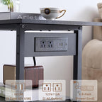 Lerliuo 3-Tier Printer Stand with Charging Station, Industrial Mobile Printer Table with Storage Shelf and Steel Frame, Rolling Printer Cart Holder with Lockable Wheels for Home, Office (Black)