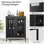 Metal Storage Cabinet with Mesh Doors and Shelves,Multipurpose Storage Rack, 3-Tier Office Cabinet,Metal Locker Style Accent for Home Office,Living Room,Kitchen (Black-mesh, 40''H)